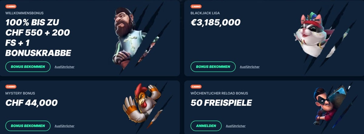 Bonusangebot im Online Casino für Schweizer Spieler